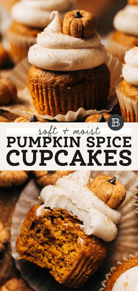 Pumpkin Cupcakes With Cream Cheese, Cupcakes With Cream Cheese Frosting, Delicious Cream, Spice Cupcakes, Pumpkin Cupcakes, Pumpkin Spice Cupcakes, With Cream Cheese Frosting, Köstliche Desserts, Pumpkin Dessert