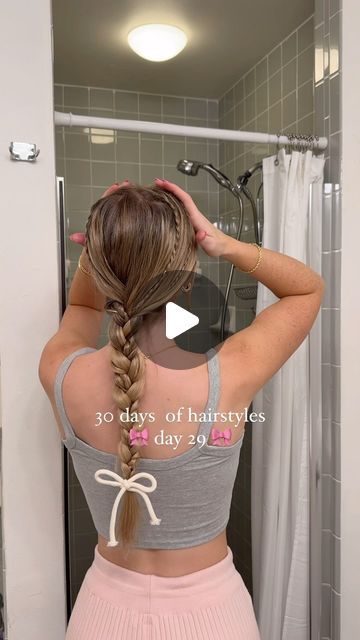 bayleigh barnes on Instagram: "day 29 🤭 easy braided hairstyle 🎀🫶🏼   #hairstyleinspo #easyhairstyles" Braid For Layered Hair, Cute And Quick Hairstyles, Braids For School, Easy Quick Hairstyles, Easy Braided Hairstyle, Easy Braid Hairstyles, Quick Braids, Basketball Stuff, Braiding Your Own Hair