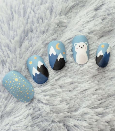 Bear Nails, Minimal Nails Art, Animal Nail Art, Bears Nails, Cute Simple Nails, Anime Nails, Beauty Nails Design, Minimal Nails, Short Nails Art