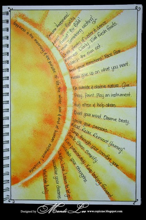 copic me: Art Journaling....with Copic Journal Thoughts, خريطة ذهنية, Manipura Chakra, Journal D'art, Theme Nature, Yellow Sun, Creative Journal, Sun Rays, Bible Art