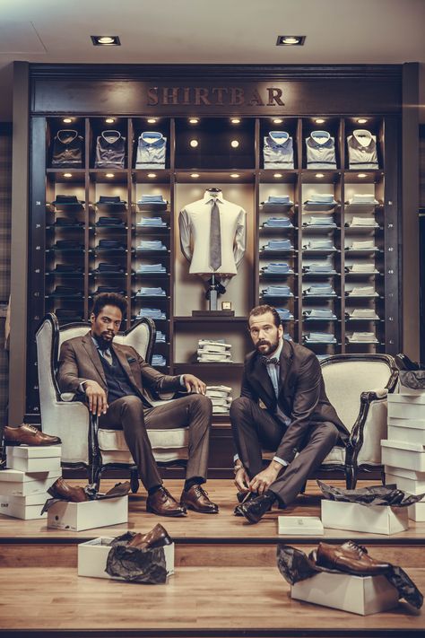 @Doppelganger #fashion #elegant #man #suits #moda #uomo Mens Fashion Shop Interior Retail Stores, Suits Store Design, Suit Shop Design, Mens Clothing Store Interior Design, Mens Store Display, Men's Clothing Store Design, Men Fashion Store, Butik Design, Clothing Store Displays