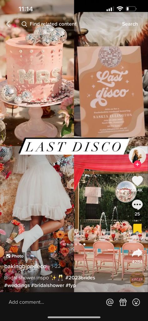 Bridal Lingerie Shower, Bridal Survival Kit, Retro Bridal Showers, Bridal Shower Bachelorette Party Ideas, Last Disco, Bachelorette Planning, Las Vegas Bachelorette, Disco Party Decorations, Bridal Shower Inspo