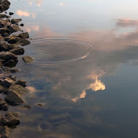 Serene Cloud Reflection in Water Water Reflection Photography, Reflection In Water, Blue Sky Clouds, Water Reflection, Reflection Photography, Water Ripples, Water Reflections, Water Art, Cloud Painting