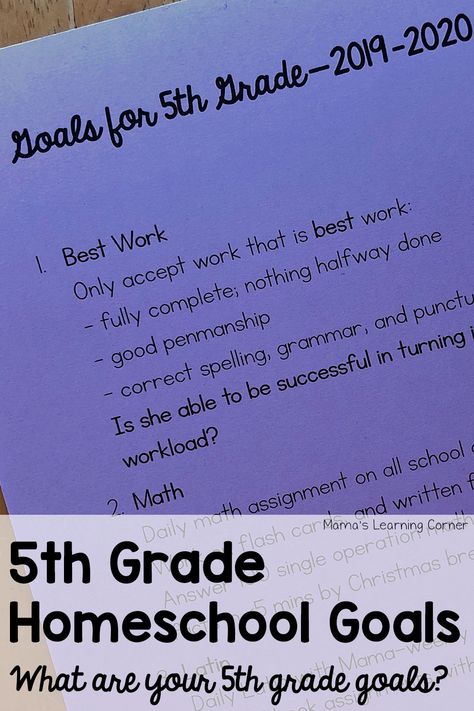 I set acadmeic goals for each of my children at the beginning of our school year. Take a look at our homeschool goals for 5th grade this year! 5th Grade Homeschool Ideas, Homeschooling 5th Grade, Homeschool 5th Grade, 5th Grade Homeschool, Solsbury Hill, Homeschool Goals, Fifth Grade Resources, Learning Corner, Catholic Homeschool