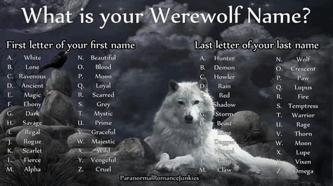 My werewolf name is Rogue Fang. What is your werewolf name? Werewolf Name Generator, Werewolf Name, Birthday Scenario, Magic Creatures, Alpha Wolf, Fantasy Names, Wolf Quotes, Name Games, She Wolf