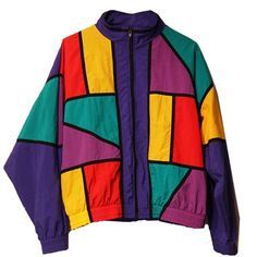 07.27. - NYC - weeknd album party w tim 80s Windbreaker Outfit, Windbreaker Outfit, 80s Windbreaker, Colour Blocking Fashion, Vintage Windbreaker Jacket, Colorful Jacket, 90s Jacket, Look Retro, Vintage Windbreaker