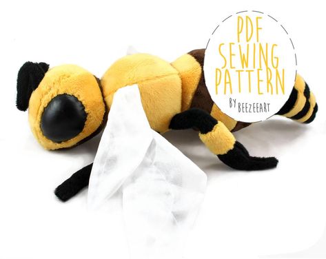 Bee Sewing Pattern by BeeZee-Art on DeviantArt Bee Stuffed Animal, Diy Plushies, Stuffed Animal Sewing, Bee Plush, Thread Diy, Advanced Sewing, Diy Sewing Tutorials, Animal Sewing Patterns, Sewing Bee