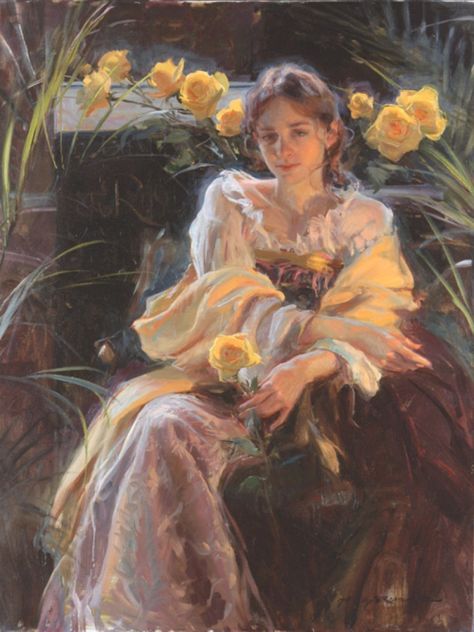 Daniel F Gerhartz - Yellow Rose Daniel F Gerhartz, Rennaissance Art, Famous Artwork, Classic Paintings, Historical Art, Famous Art, Romantic Art, Ethereal Art, Classical Art