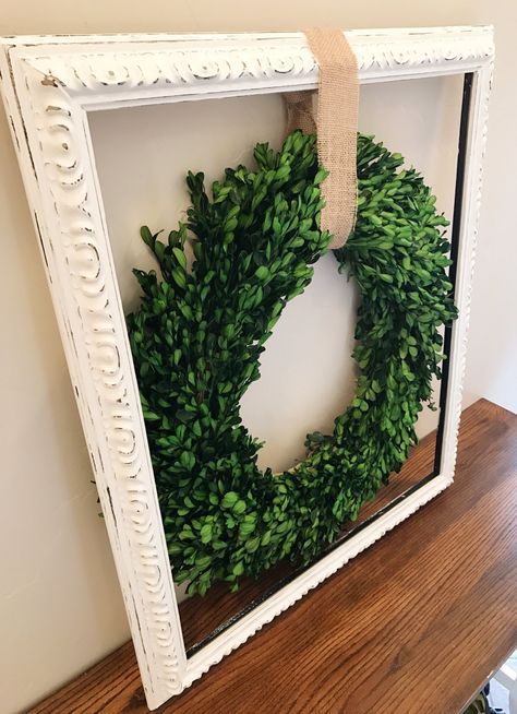 Wreath In Frame, Wedding Door Wreaths, Christmas Wreaths For Windows, Wreath Inside, Winter Wall Decor, Shabby Chic Wreath, Wedding Doors, Homes Ideas, Indoor Wreath