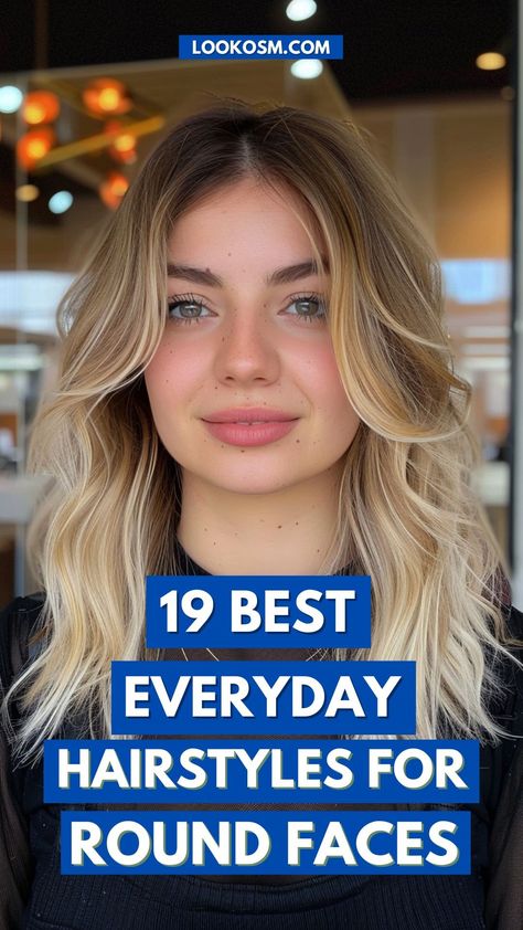 19 Best Everyday Hairstyles for Round Faces – Quick and Stylish Picks Soft Layers Round Face, Longhair Haircut For Round Face, Hairstyle Round Face Girl, Haircuts To Slim Round Face, Haircuts For Thick Wavy Hair Round Face, Summer Haircuts For Round Faces, Hair Styles For A Round Full Face, Round Face Blonde Hair, Hair Length For Round Face