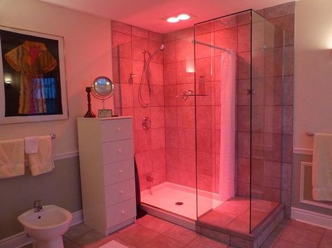 Infrared Heat Lamp For Bathroom  Benefits of Heat Lamp For Shower Check more at http://www.showerremodels.org/6948/benefits-of-heat-lamp-for-shower.html Heat Lamp Bathroom, Ambient Bathroom Lighting, Shower Lamp, Lamp In Bathroom, Bathroom Heat Lamp, Remodeling House, Ensuite Ideas, Shower Light, Room Improvement