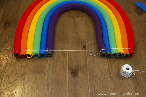 Rainbow Costume Diy, Storm Cloud Costume, Pool Noodle Rainbow, Sunshine Costume, Rain And Storm, Rainbow Halloween Costume, Cloud Costume, Rainbow Costume, Karneval Diy