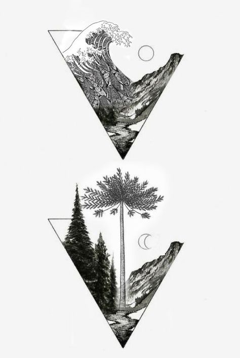 Traveller Tattoo, Stylo Art, Tattoo Sun, Tattoo Nature, Wood Forest, Nature Tattoo, Landscape Tattoo, Tattoo Zeichnungen, Ocean Tattoos