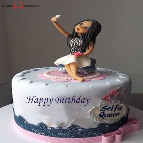 Selfie Birthday Name Cake - eNameWishes 16th Birthday Cake For Girls, Birthday Cake Girls Teenager, Queens Birthday Cake, Birthday Cake Write Name, 14th Birthday Cakes, Birthday Cake Writing, Teen Cakes, New Birthday Cake, 13 Birthday Cake