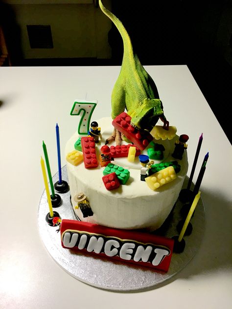 Jurassic Lego Cake, Lego Jurassic Park Cake, Lego Dinosaur Birthday Party, Jurassic World Lego Cake, Dinosaur Lego Birthday Party, Lego Dinosaur Cake, Jurassic World Lego Party, Lego Dinosaur Party, Jurassic Cake