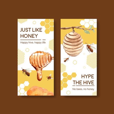 Instagram Buissnes, Bee Packaging, Bee Branding, Honey Poster, Honey Illustration, Flyer Design Ideas, Honey Label Design, Honey Logo, Honey Label