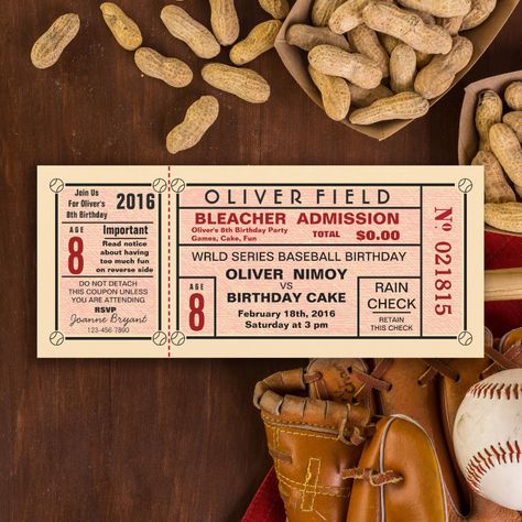 Vintage Stadium Ticket Baseball Birthday Invitation - Kids Birthday Baseball Ticket Invitation, Baseball Birthday Party Invitations, Ticket Birthday Invitation, Baseball Birthday Invitations, Baseball Invitations, Baseball First Birthday, Baseball Ticket, Baseball Birthday Party, Baseball Party