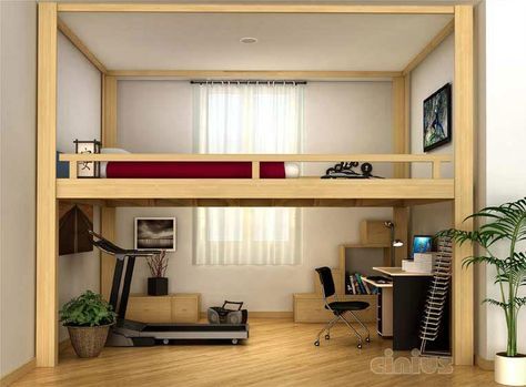 Bed Rising Sleeping loft furniture, RISING Small Sleeping Spaces, Loft Bed Desk, Adult Loft Bed, Loft Beds For Small Rooms, Mezzanine Bed, A Loft Bed, Mezzanine Bedroom, Beds For Small Rooms, Loft Bed Plans