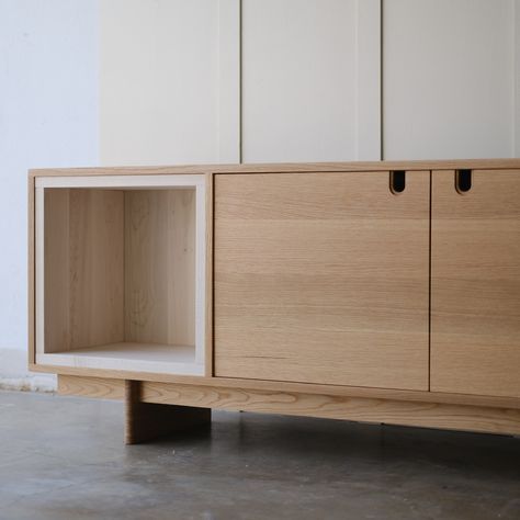 Plywood Joinery, Japanese Home Office, White Oak Console, Floating Credenza, White Oak Sideboard, Floating Sideboard, Oak Credenza, Floating Media Console, White Oak Furniture