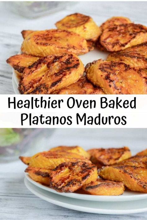 Healthy Fried Plantains, Vegan Sweet Plantain Recipes, Baked Sweet Plantains, Sweet Plantain Recipes Air Fryer, Maduros Recipe Sweet Plantains, Healthy Plantain Recipes, Plantain Recipes Baked, Cooking Plantains, Recipes With Plantains