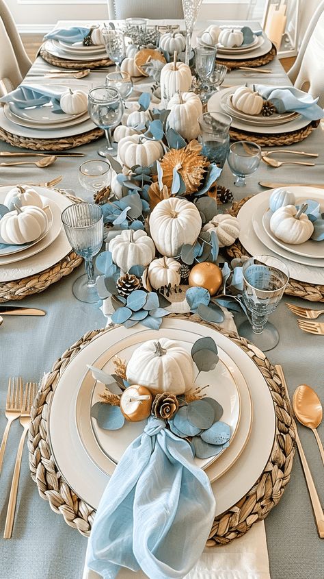 35+ blue Thanksgiving Table Decor Ideas Blue Thanksgiving Table, Thanksgiving Dinner Table Setting, Thanksgiving Table Decor Ideas, Blue Thanksgiving, Blue Table Settings, Thanksgiving 2024, Thanksgiving Table Decor, Thanksgiving Dinner Table, Autumn Dining