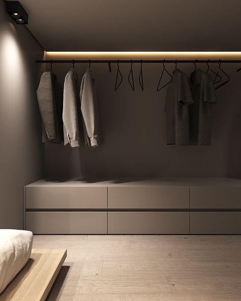 bnd1 on Behance Closet Interior, Minimalist Closet, Walk In Closet Design, Wardrobe Interior Design, Wardrobe Room, Bedroom Closet Design, غرفة ملابس, Minimalism Interior, Master Closet