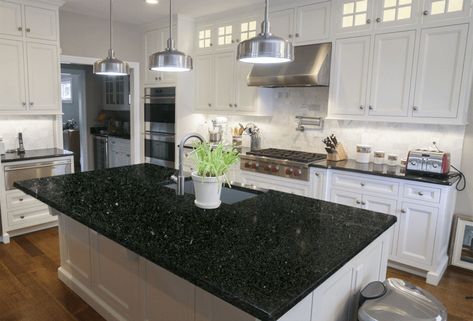 Ubatuba Granite Kitchen, Uba Tuba Granite Countertops, Ubatuba Granite, Green Granite Countertops, Uba Tuba Granite, Green Countertops, White Cabinets White Countertops, Granite Cleaner, Alexa Home