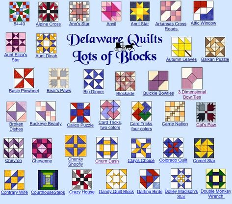 On my web site I offer over 125 different quilt block patterns for free. Many of them have been pinned here on Pinterest. Quilt Block Names Free Library, Quilt Pattern Names, Quilt Block Names, Quilt Meaning, Quilt Templates, Quilt Scraps, Space Quilt, Signature Quilts, Quilt Art