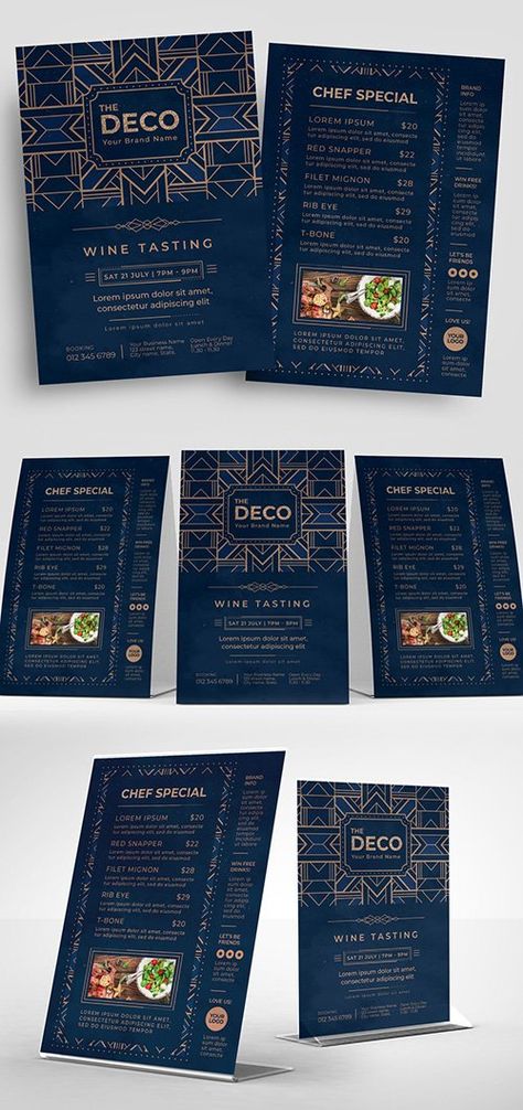 Luxury Food Menu Design, Premium Menu Design, Art Deco Menu Design, Blue Menu Design, Hotel Menu Design, Luxury Menu Design, Menu Cafeteria, Art Deco Menu, Bar Menu Design