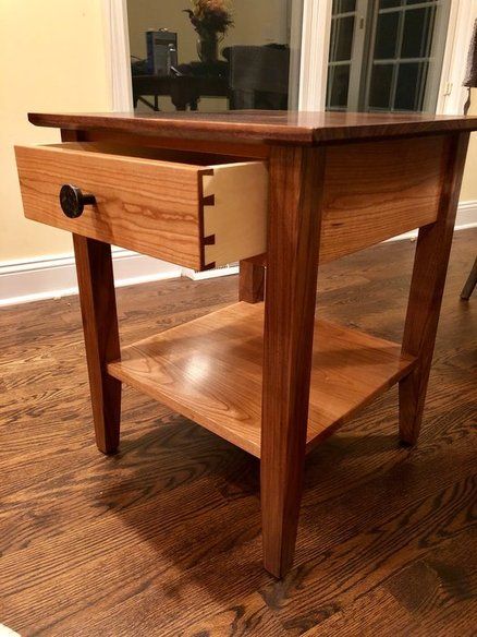 Shaker-ish Side Table Shaker End Table, Shaker Side Table, Shaker Table Plans, Shaker Nightstand, Shaker Furniture Plans, Cabinet Building, Shaker Style Furniture, Woodworking Lamp, Shaker Table