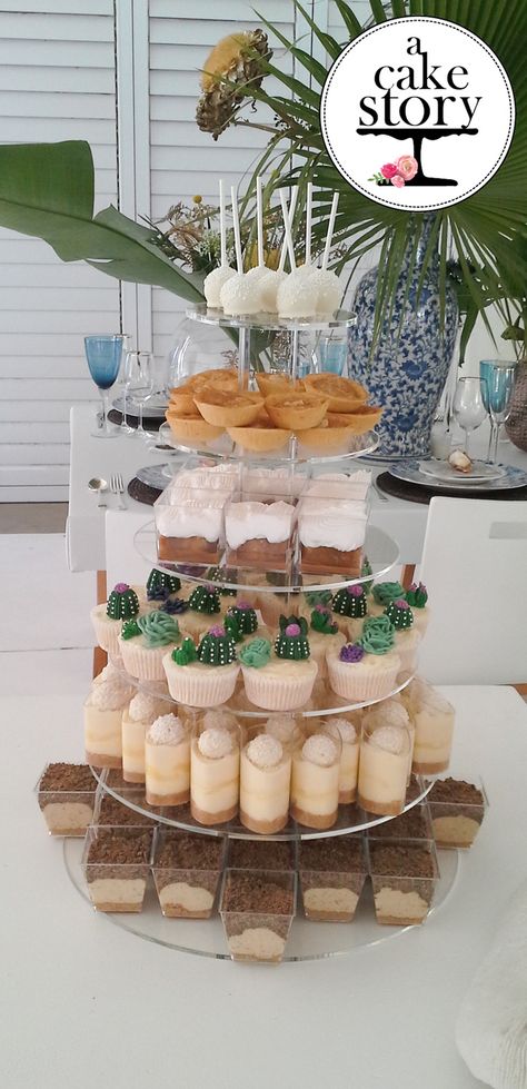 Desert Stands Display, Dessert Tier Display, Desert Cupcakes, Milk Tarts, Dessert Tier, Lemon Cheesecakes, Cupcakes Lemon, Dessert Tower, Desert Cups