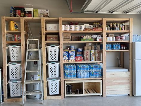 Wooden Garage Shelves, Storage Tricks, Easy Garage Storage, Garage Storage Inspiration, Diy Garage Storage Cabinets, Diy Storage Shelves, Garage Storage Shelves, Garage Storage Solutions, Garage Organization Diy