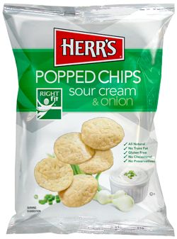 Herrs Products - Sour Cream & Onion Popped Chips Gluten Free Potato Chips, Snacks For School Lunches, Onion Chips, Potato Chip Flavors, Cultured Buttermilk, Seasoned Corn, Crunchy Potatoes, Tetra Pak, Sour Cream And Onion