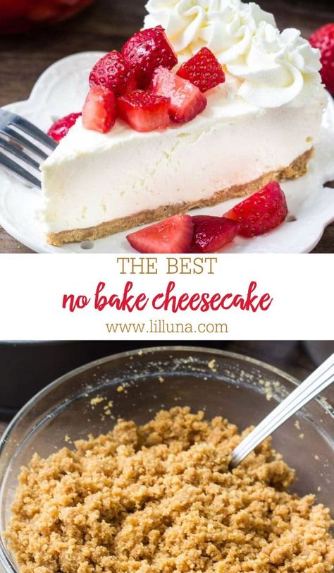 Na Bake Cheesecake, Strawberry Cheesecake Recipe Easy, Strawberry Cheesecake No Bake, Best No Bake Cheesecake, Recipe For Summer, Easy No Bake Cheesecake, Homemade Cheesecake, Baked Cheesecake Recipe, Dessert Bar Recipe