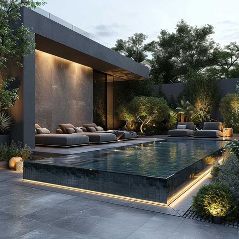 19+ Chic Pool Landscaping Designs to Elevate Your Outdoor Space • 333+ Images • [ArtFacade] Moderne Pools, Dream Backyard Pool, Pool Landscape Design, Luxury Pools, Modern Pools, التصميم الخارجي للمنزل, Backyard Pool Designs, Luxury Pool, House Outside Design