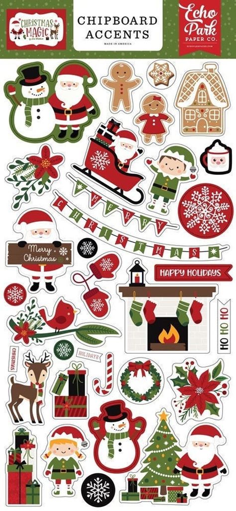 Shop Coupons; SHIPFREEPA = Free Shipping for order of $60 and up >> US address only. THANKYOU10 = 10% discount (minimum purchase $20) >> International and US buyers. Chipboard Accents on 6 inch x 13 inch sheet size. New in Package *Combined shipping available.* Christmas Stickers Printable, Scrapbook Planner, Christmas Accents, Illustration Noel, Merry Christmas Happy Holidays, Echo Park Paper, Merry Happy, Puffy Stickers, Christmas Makes