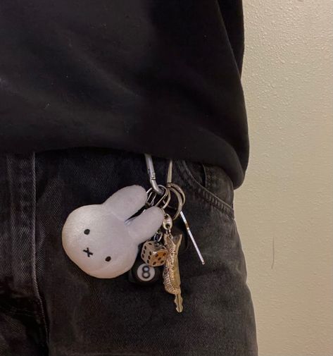 Miffy Cute, Miffy Keychain, Messy Aesthetic, Fall Moodboard, Aesthetic Core, Cool Keychains, Carabiner Keychain, Cute Hello Kitty, White Bunny