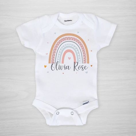 Valentine's Day Onesies - Pipsy Rainbow Baby Onesie, Name Baby Girl, Personalized Baby Onesies, Custom Baby Onesies, Cricut Baby, Neutral Pink, Personalized Onesie, Modern Rainbow, Custom Onesies