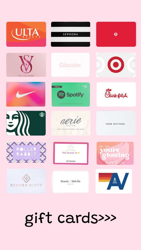 Preppy Gift Cards, Gift Cards For Teens, 18th Bday Gift Ideas, Preppy Stocking Stuffers, Gift Card Aesthetic, Hollister Gift Card, Gift Cards Ideas, Preppy Bday, Gift Card Ideas