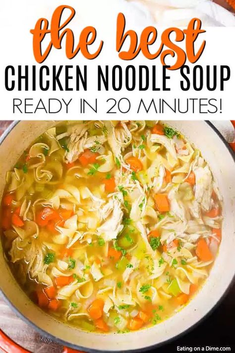 You can enjoy Homemade Chicken Noodle Soup Recipe in just 20 minutes. If you are craving soup, this is the best homemade chicken noodle soup! Homemade Chicken Noodle Soup Recipe, Chicken Noodle Soup Recipe Homemade, Best Chicken Noodle Soup, Chicken Noodle Soup Crock Pot, Chicken Noodle Soup Easy, Chicken Noodle Soup Recipe, Homemade Chicken Noodle, Noodle Soup Recipe, Homemade Soup Recipe