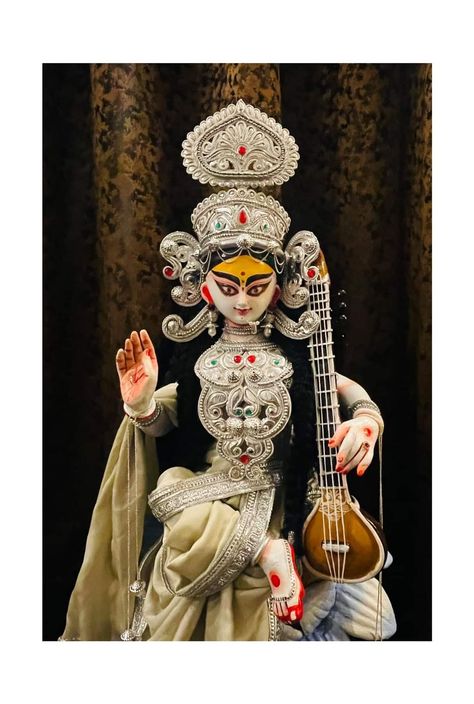 Saraswati Goddess Idol, Ma Saraswati, Devi Saraswati, Laxmi Goddess, Saraswati Picture, Saraswati Murti, Laxmi Mata, Puja Decor, Saraswati Idol