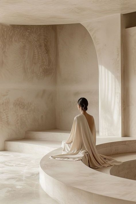 Feminine Neutral Aesthetic, Minimalist Wellness Aesthetic, Spa Content Ideas, Tranquility Aesthetic, Serenity Aesthetic, Healing Room Ideas, Peaceful Woman, Retreat Aesthetic, Tranquil Aesthetic