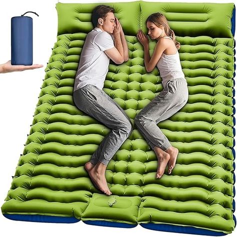 Amazon.com : Yuzonc Double Sleeping Pad - Self Inflating 4" Extra-Thick for 2 Person with Pillow Built-in Foot Pump Inflatable Sleeping Mat for Backpacking, Hiking, Traveling, Tent, Portable Camping Mat : Sports & Outdoors Camping Pad, Camping Sleeping Pad, Air Mattresses, Camping Mattress, Online Mattress, Sleeping Mat, Camping Mat, Inflatable Mattress, Sleeping Pads