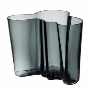 iittala Aalto Dark Grey Vase - 6-1/4" Aalto Vase, Alvar Aalto, Dark Grey, Vase, Grey, Glass, White, Black, Design