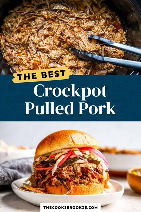 Crockpot Pulled Pork Recipe - The Cookie Rookie® Shredded Pork Crockpot, Pork Picnic, Crock Pot Pulled Pork, Boneless Pork Shoulder Roast, Picnic Roast, Bbq Sandwiches, Bbq Pulled Pork Slow Cooker, Crock Pot Pulled Pork Recipe, Pulled Pork Recipe