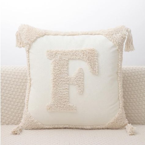 PRICES MAY VARY. Cotton Canvas Monogram Pillow Covers 18x18: luxury cotton canvas tufted pillow covers with tassels 45x45cm/18x18 inch. Decorative square pillow cases with zipper Monogram throw pillow covers without filling ( no inserts), Modern initial 26 English letters throw pillow covers for couch, sofa, chair, Alphabet cushion covers for sofa pillows, living room, bedroom, home decor Single Side Pattern: Monogrammed throw pillow covers for sofa pillows, the back side is plain fabric color, Pillows Comfy, Alphabet Cushion, Alphabet Pillow, Tufted Pillow, Initial Pillow, Monogram Pillow, Monogram Throw Pillow, Letter Pillows, Monogram Pillows