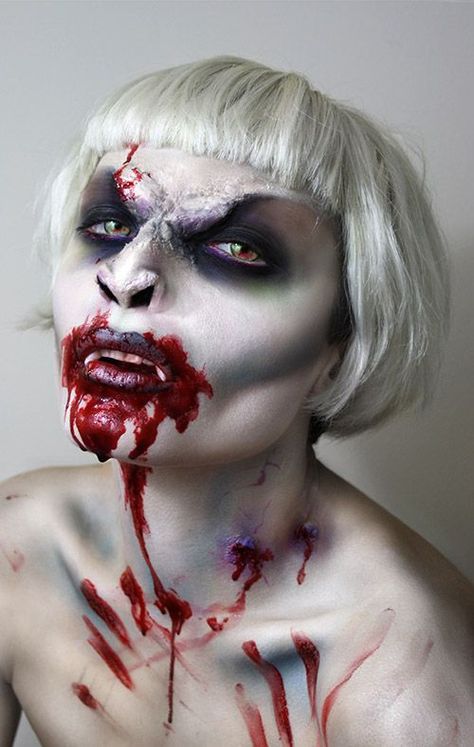 Makeup Look For Work, Ghoul Makeup, Haunt Makeup, Scary Vampire, Horror Make-up, Vampire Makeup, Vampire Costume, Scary Makeup, Gothic Vampire