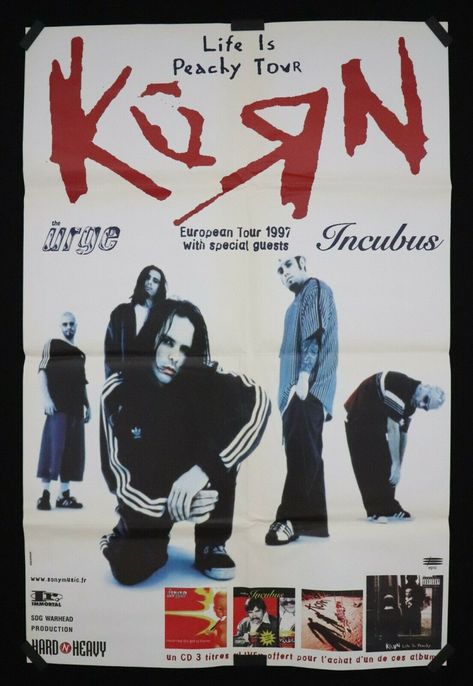 Korn Poster, Incubus Band, Life Is Peachy, Punk Poster, Jonathan Davis, Band Poster, Tour Poster, Incubus, Tour Posters