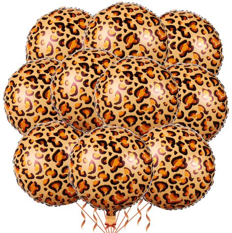 PRICES MAY VARY. Foil Animal Print Balloons: 10Pcs 18 inch Round Foil Balloons (uninflated) + 1pcs Straw +1pcs 32 foot Ribbon Roll,Multiple animal prints are available: tigher print,zebra print,cow pring,dog paw print,leopard print,giraffe print to choose from,there must be one can match your Jungle safari party theme. Unique Animal Pattern: high quality aluminum foil,These big round foil mylar balloons can be supported air long time lasting. And They are reusable and sturdy enough and not easy Leopard Party Ideas, Leopard Balloons, Jungle Birthday Theme, Jungle Safari Theme, Leopard Print Party, Jungle Theme Birthday Party, Leopard Party, Backdrops Kids, Animal Print Party