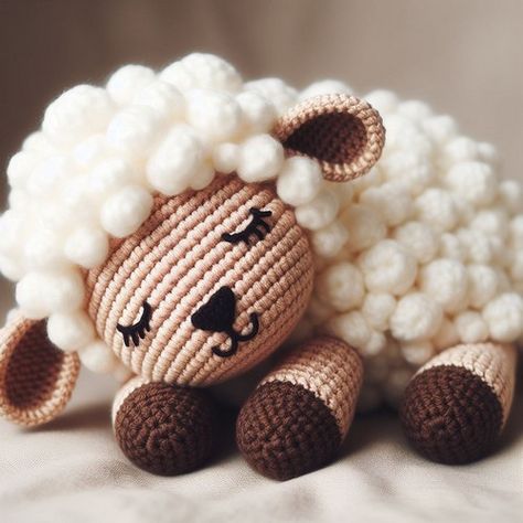 Crochet Sleeping Sheep Amigurumi Pattern Crochet Sheep Amigurumi, Crochet Sheep Free Pattern, Crochet Sheep Pattern, Sleeping Sheep, Sheep Amigurumi, Crochet Sea Creatures, Crochet Hedgehog, Crochet Sheep, Easy Crochet Patterns Free